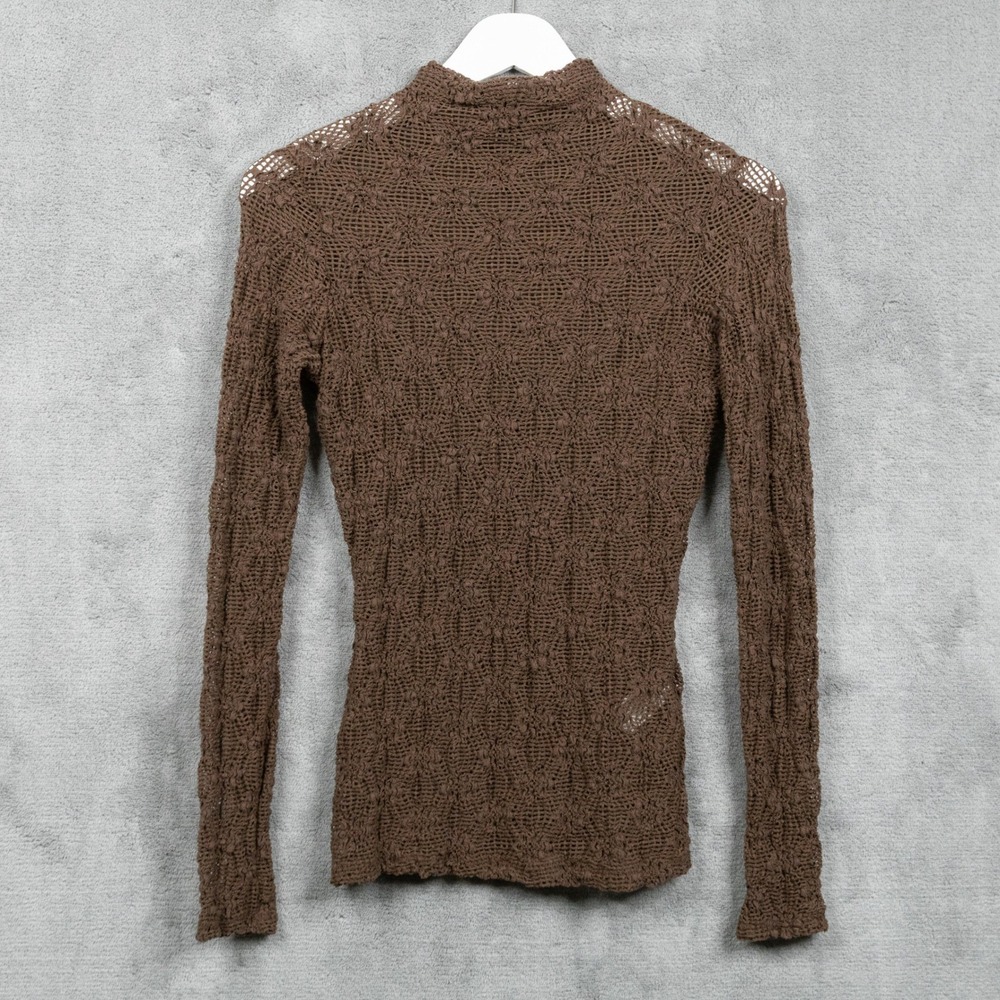 ZARA Open Knit Sheer Crochet Lace Mock Neck Textured Top Fairy Grunge Y2K Sz S